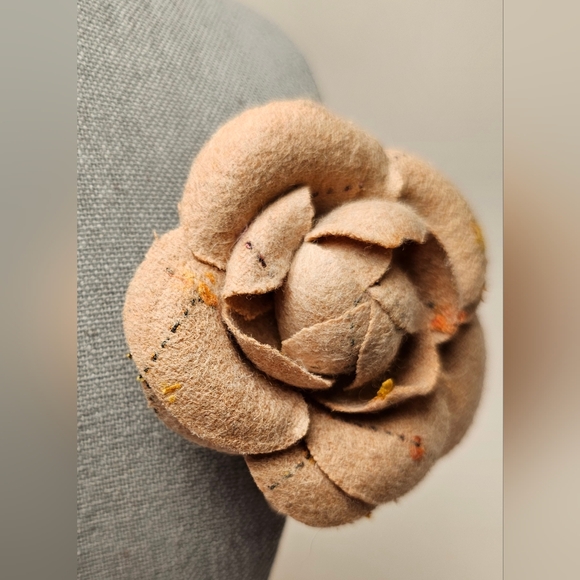 Cloth Rose Brooch &/or Clip ☆Stitching Design Yellow & Orange - Picture 3 of 10